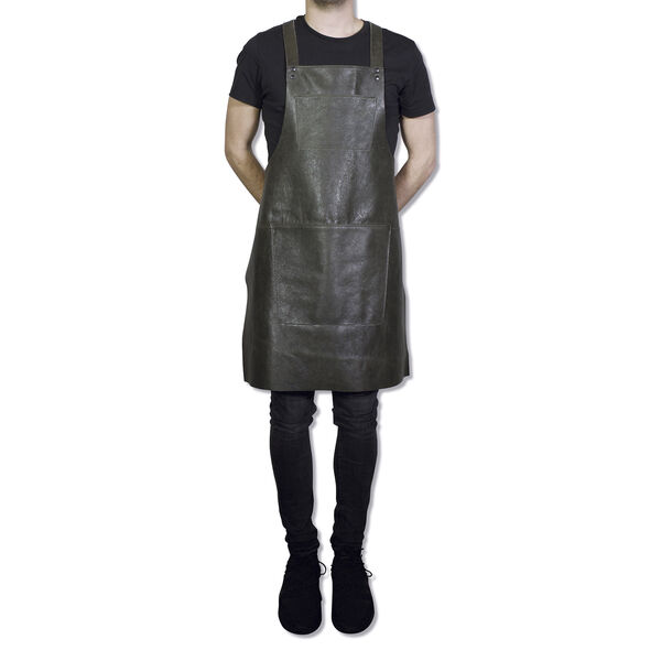 Læderforklæde Suspender Serie Apron Vintage Grey