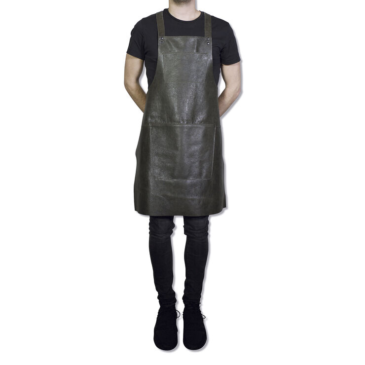 Læderforklæde Suspender Serie Apron Vintage Grey