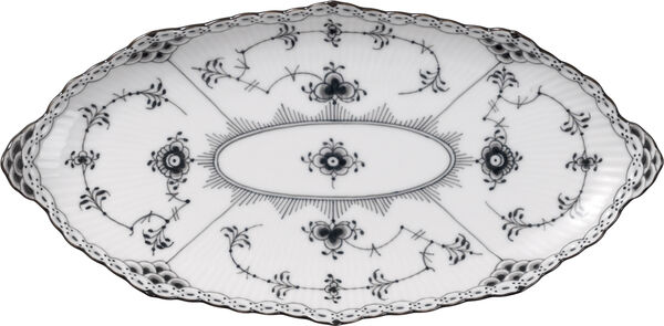 Sort Musselmalet Halvblonde Asiet oval 24,5 cm