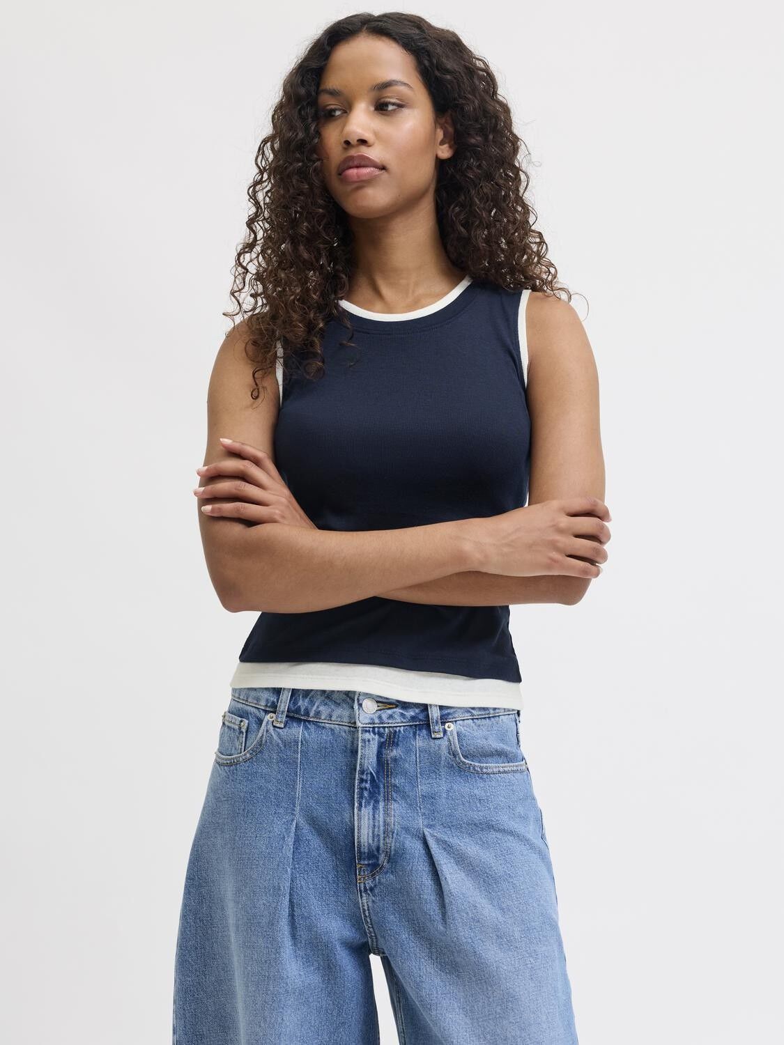 Jxhenna Str Sl Contrast Top Jrs