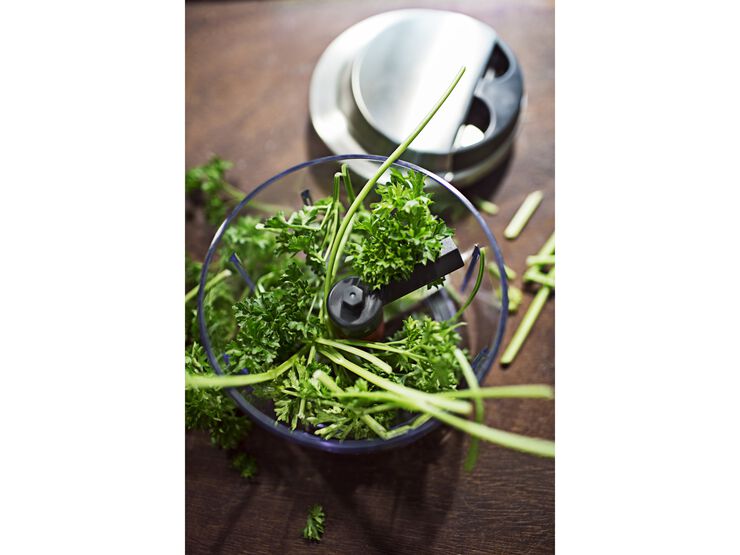 Minihakker med lokk 0,6 liter 13 x 12 cm Klar/Stål/Svart