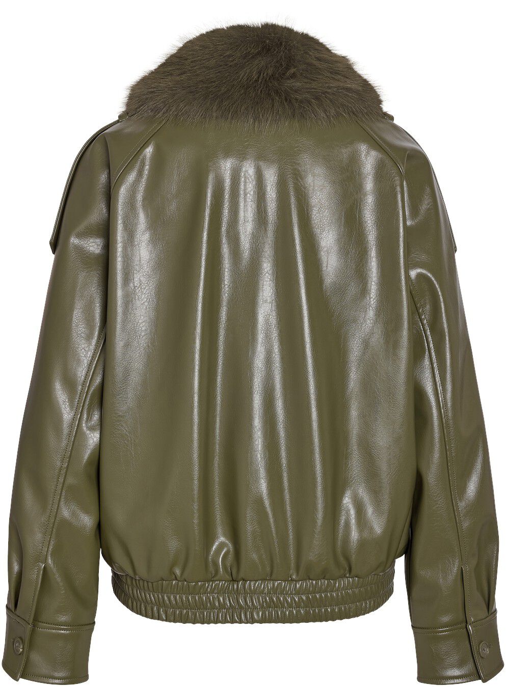 Nmzofia Shiny Pu Fur Collar Jacket