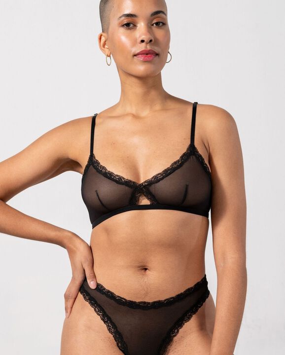 Mesh Lace Cut-Out Triangle Bralette