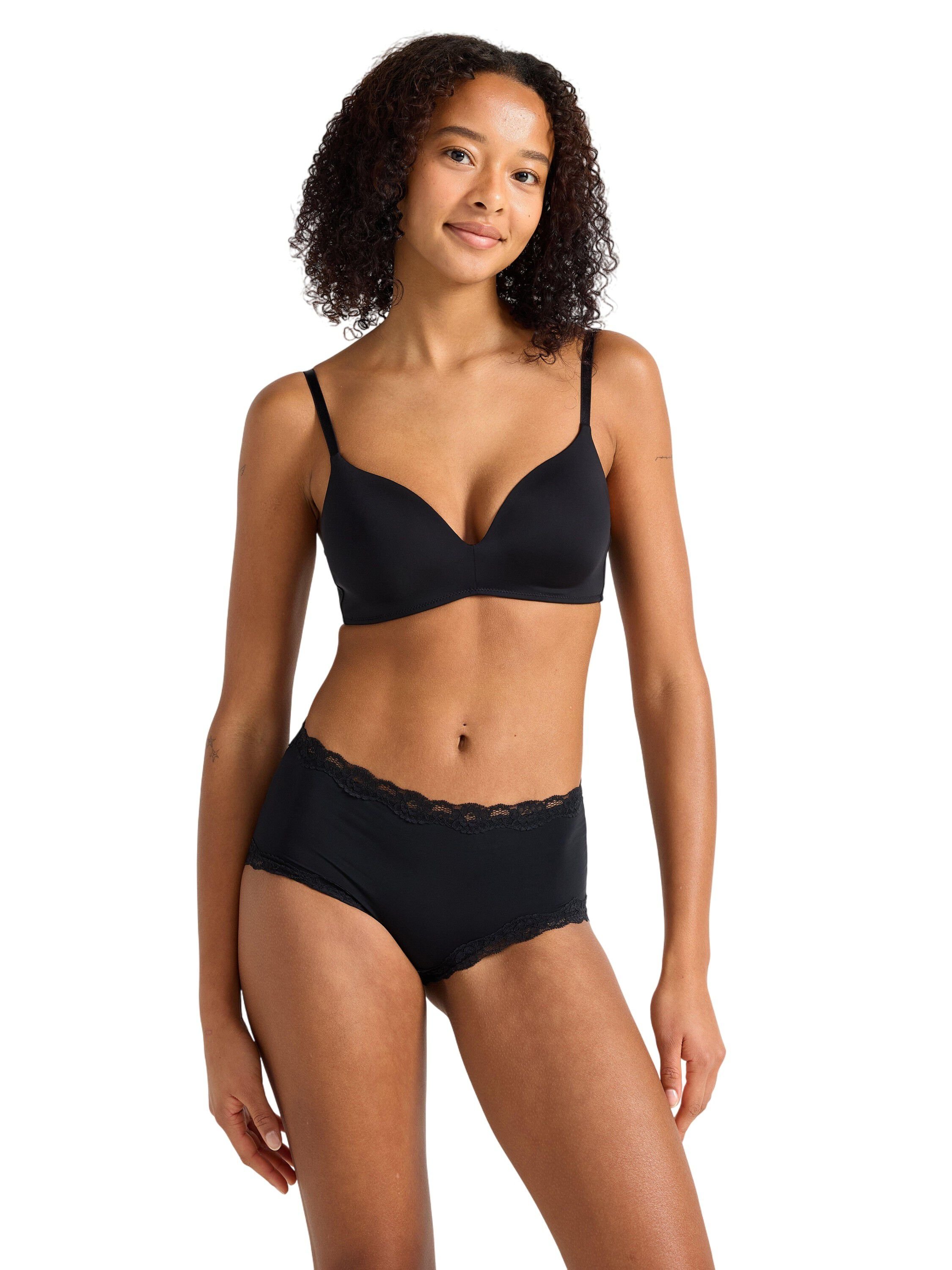 Truser med normal midje og blondekant