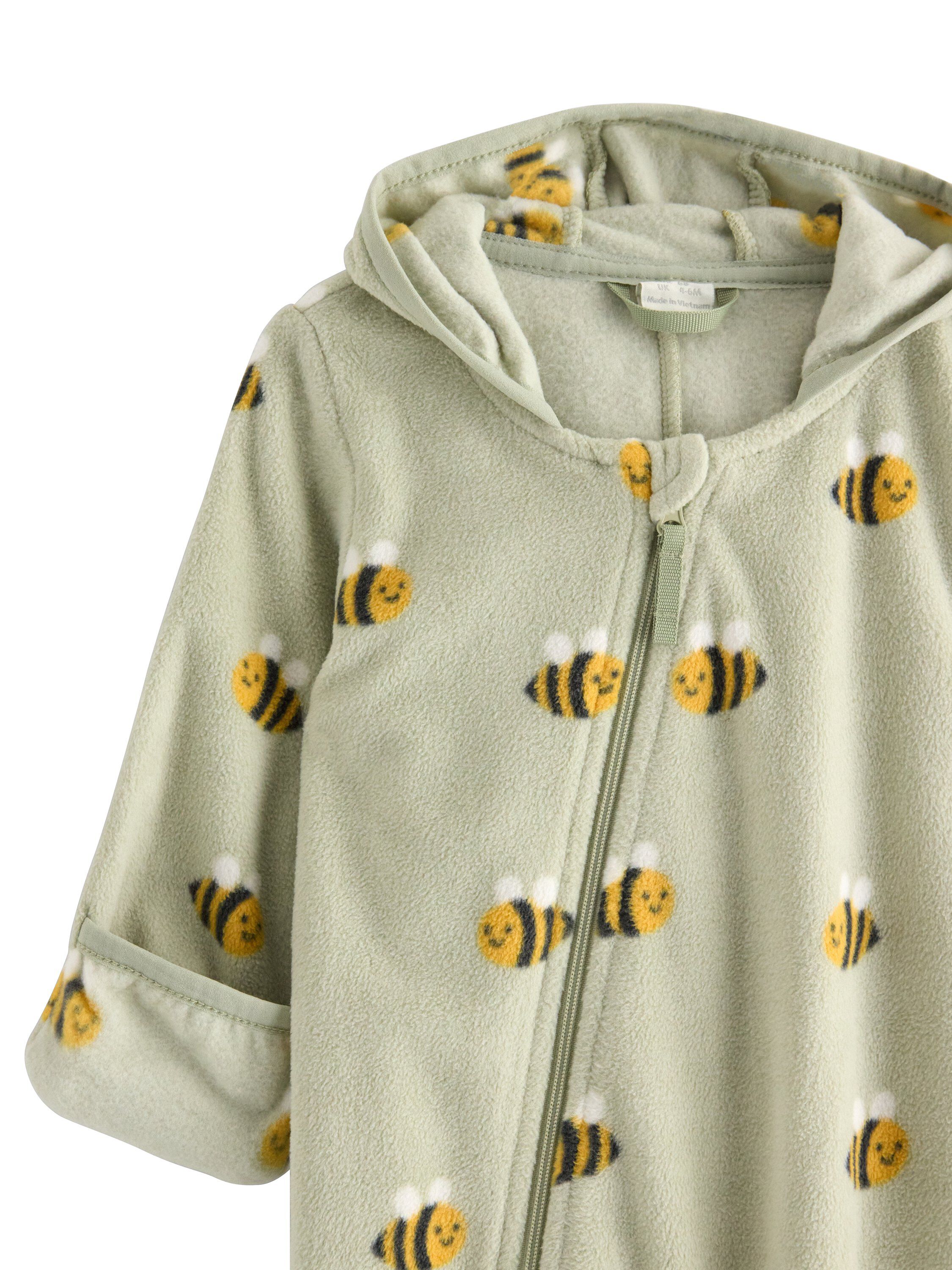 Pramsuit in microfleece with a hood