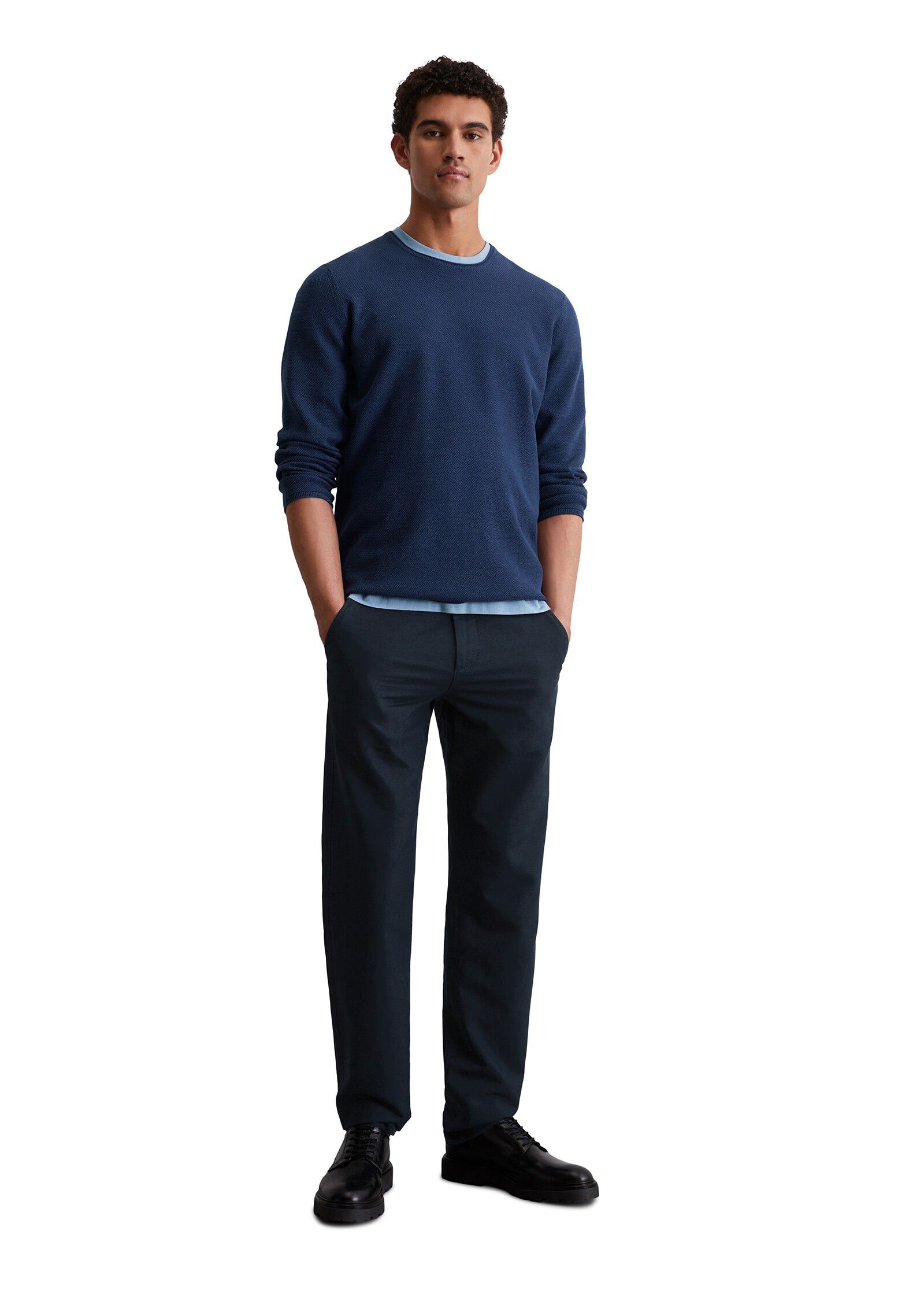 Crewneck, cotton slub, piqu&eacute; struct