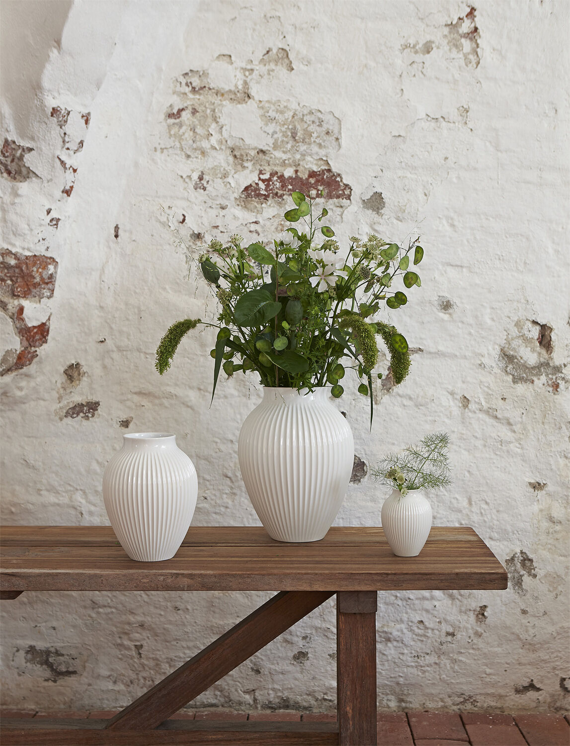 Knabstrup vase H 20 cm ripple white