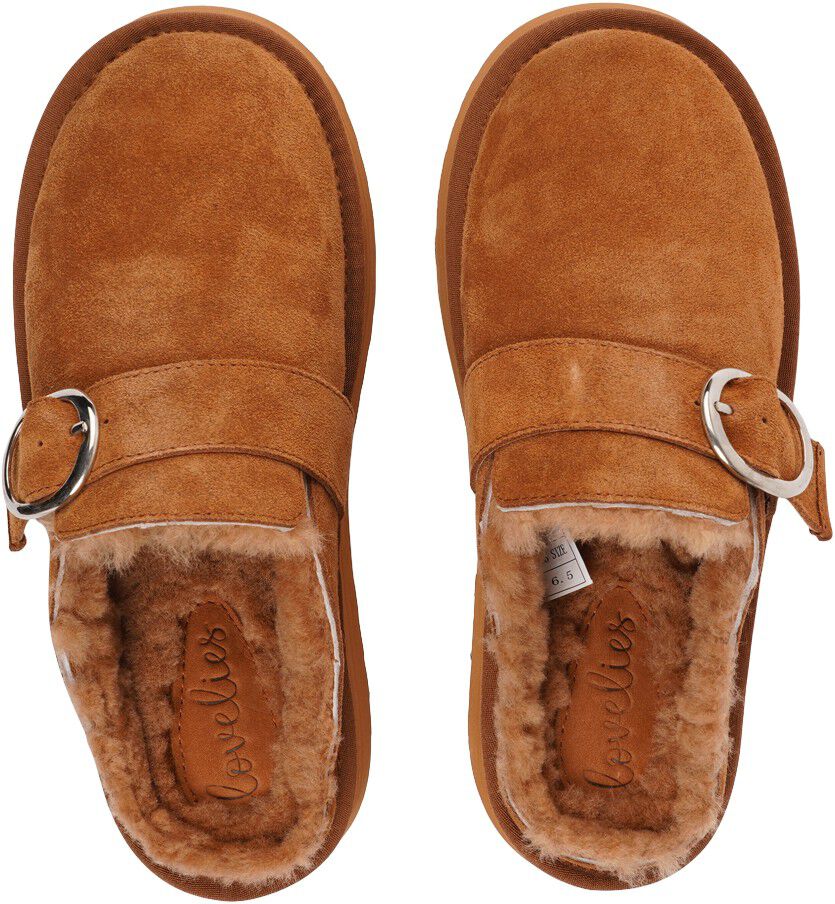 VISO - CALF SUEDE MULES WITH SHEARLING