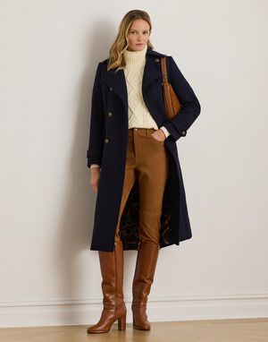 Double-Breasted Wool-Blend Twill Coat