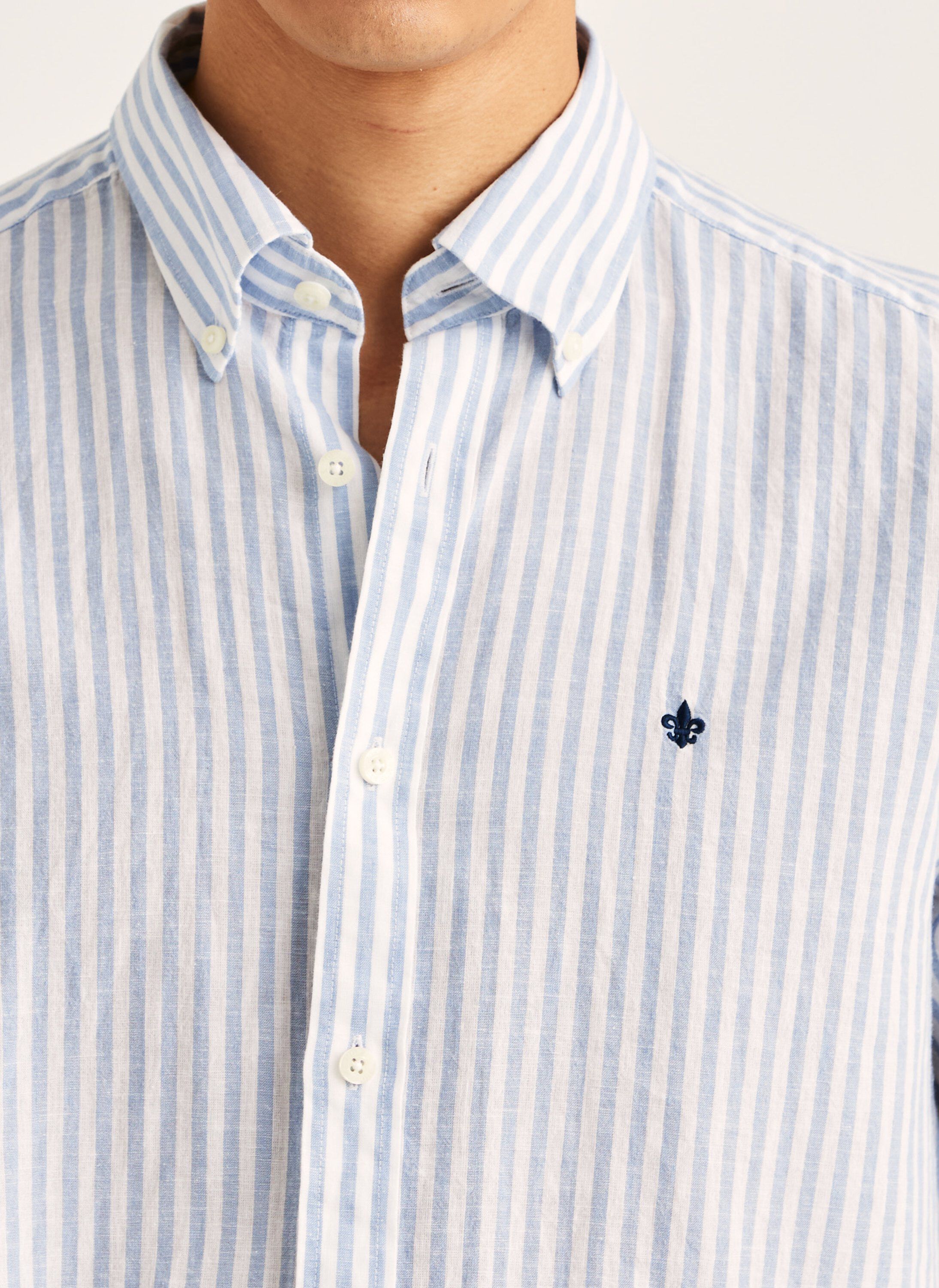 Douglas Linen Stripe Shirt-Classic Fit