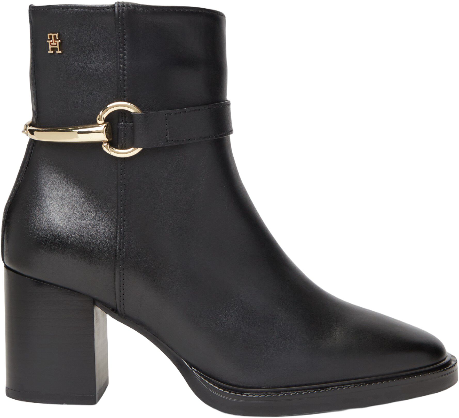 Block Heel Leather Riding Ankle Boots