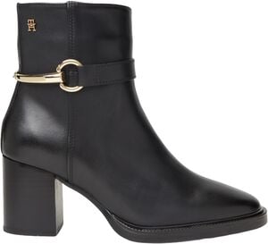 Block Heel Leather Riding Ankle Boots