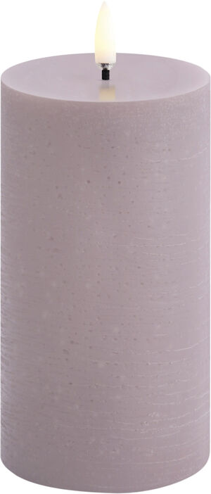 LED pillar candle, Light lavender, Rustic, 7,8 x 15,2 cm (4/24)