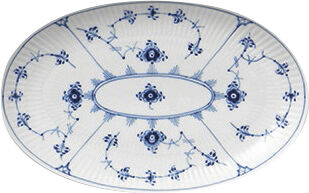 Blue Fluted Plain Oval Asiette 23,5cm