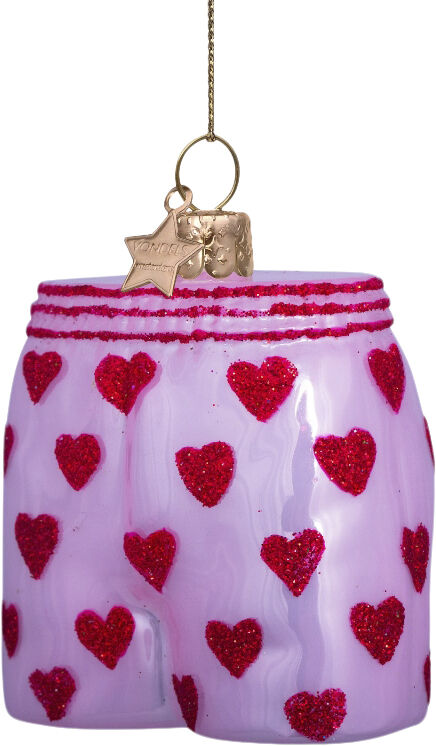 Ornament glass soft pink opal boxer shorts H7. 5cm