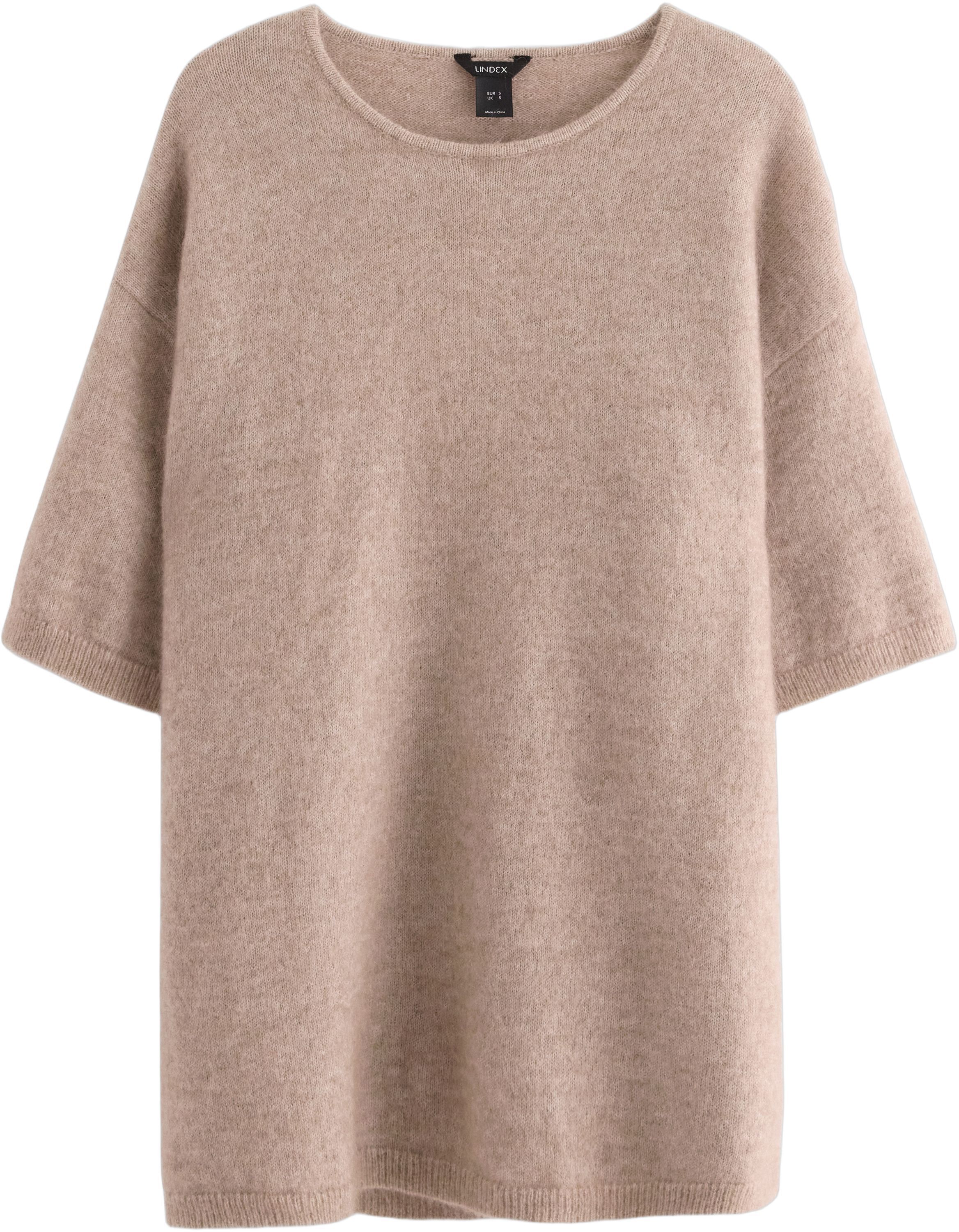 Kort&auml;rmad stickad tr&ouml;ja i mohairbla