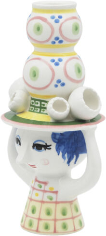 Lady with hat Lysestage H16 cm pink