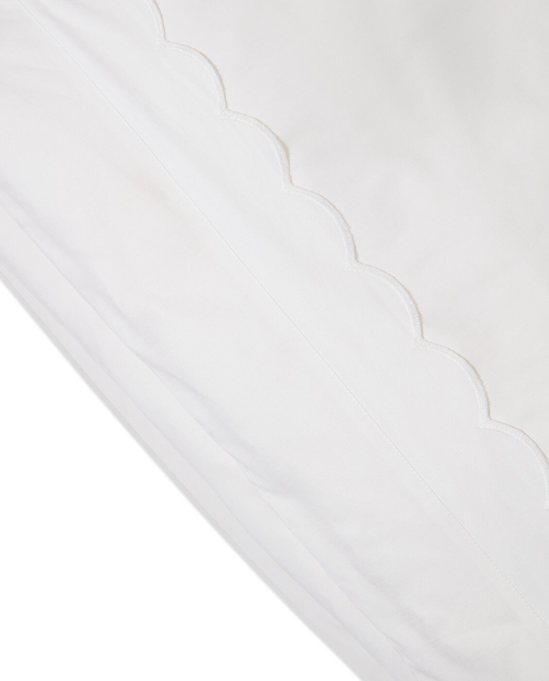 White Cotton Percale Scallop Wing Bed Set