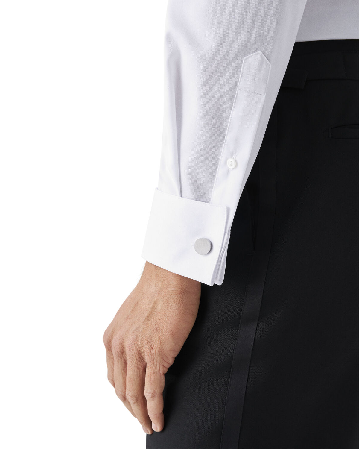 Slim Fit White Signature Twill Tuxedo Shirt