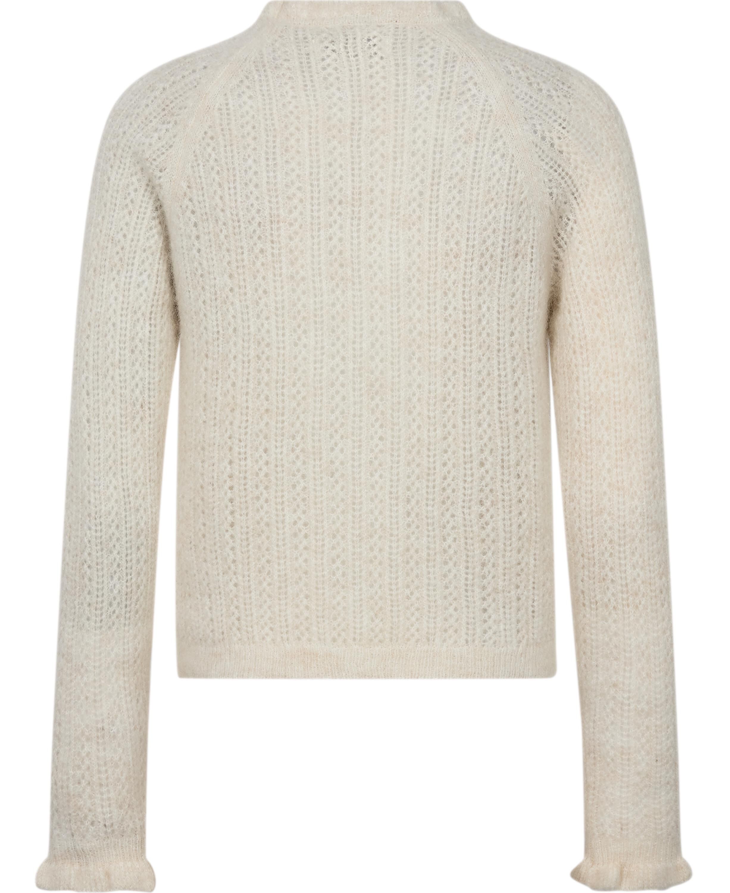 Isla 2 V-neck cardigan with frill - Mohair mix RWS
