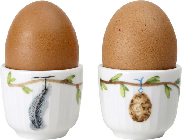 Hammershøi Spring Æggebæger Ø5 cm hvid m. deko 2 stk.