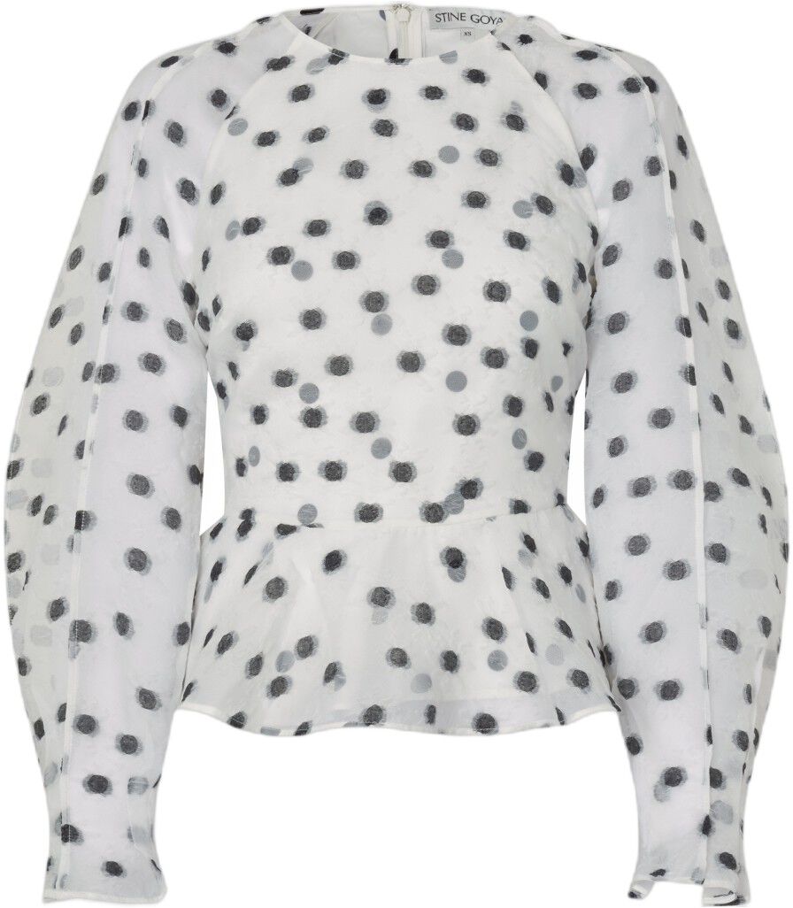 2460 Dotted Organza, Sheer Peplum Top