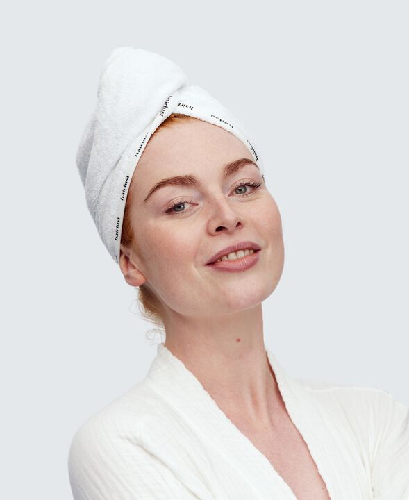 Bamboo Hair Towel Wrap, White