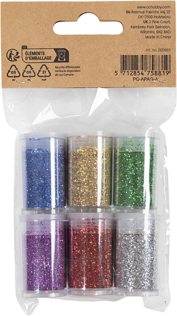 Bio-glimmer, ass. farver, 6x7ml.