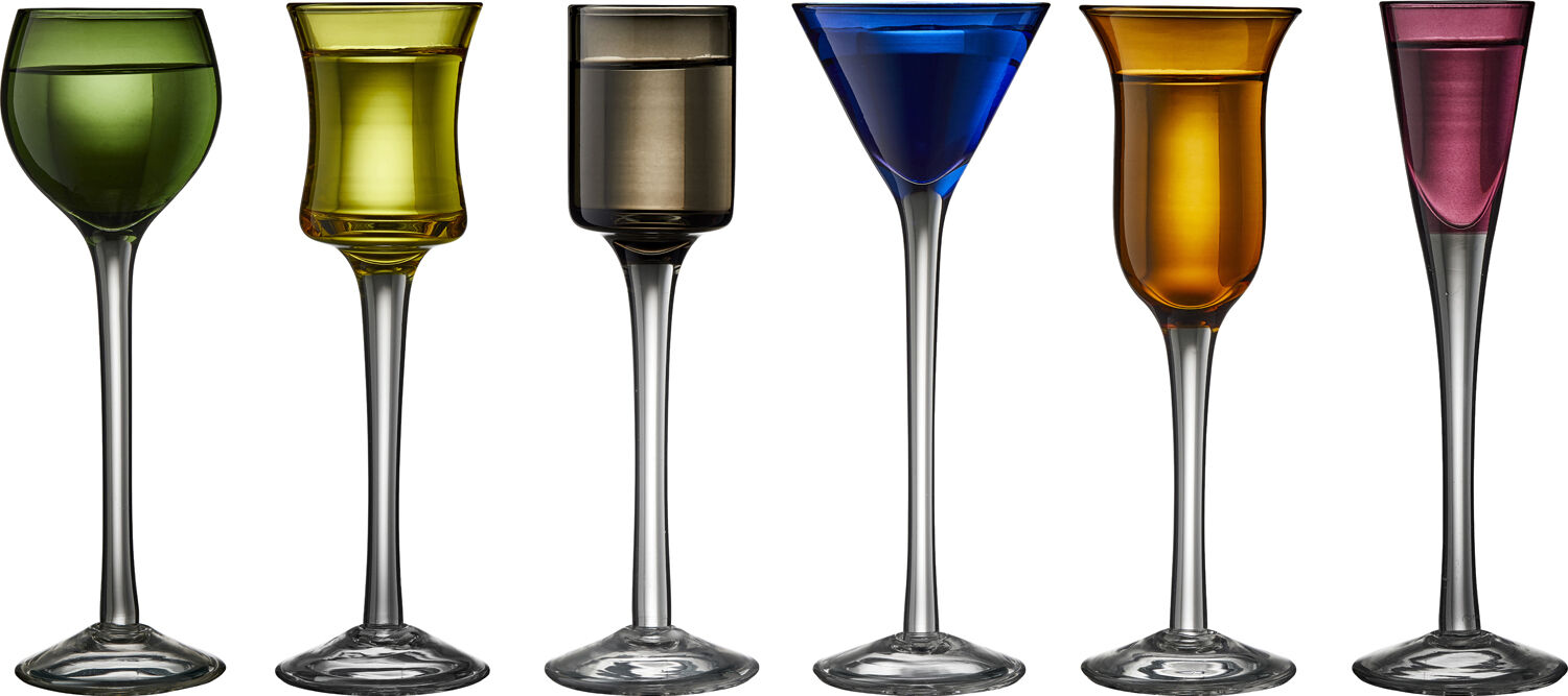 Lyngby Glas Snapseglass 6 stk ass. farger
