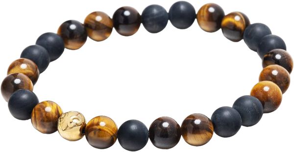 Men's Wristband with Matte Onyx and Brown Tiger Eye
