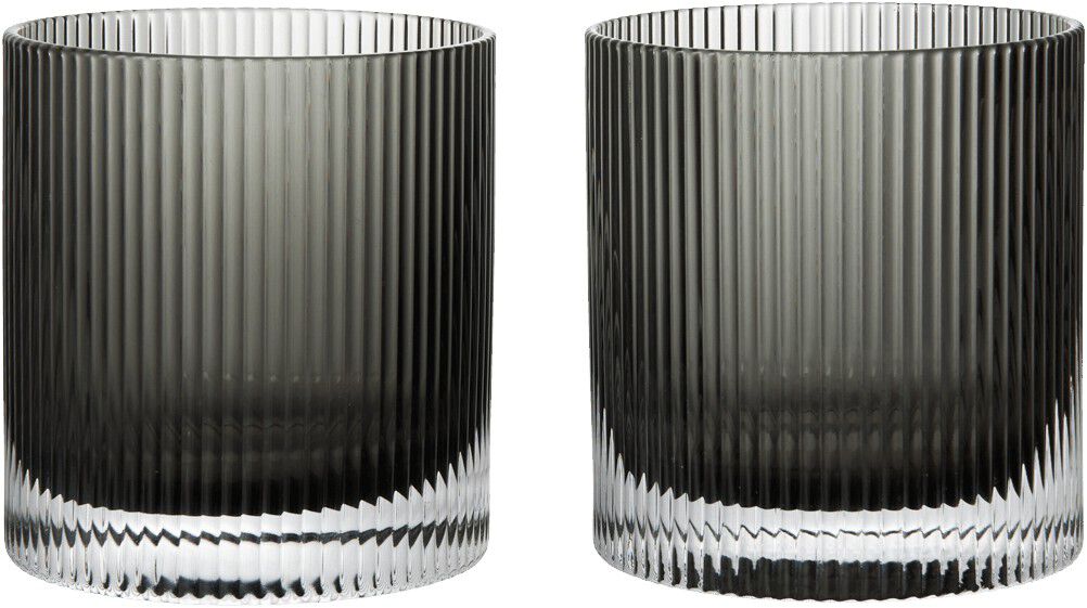 Ripple Tumbler Glasses - Set of 2 - Smoked Grey