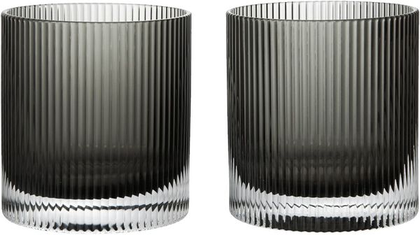 Ripple Tumbler Glasses - Set of 2 - Smoked Grey