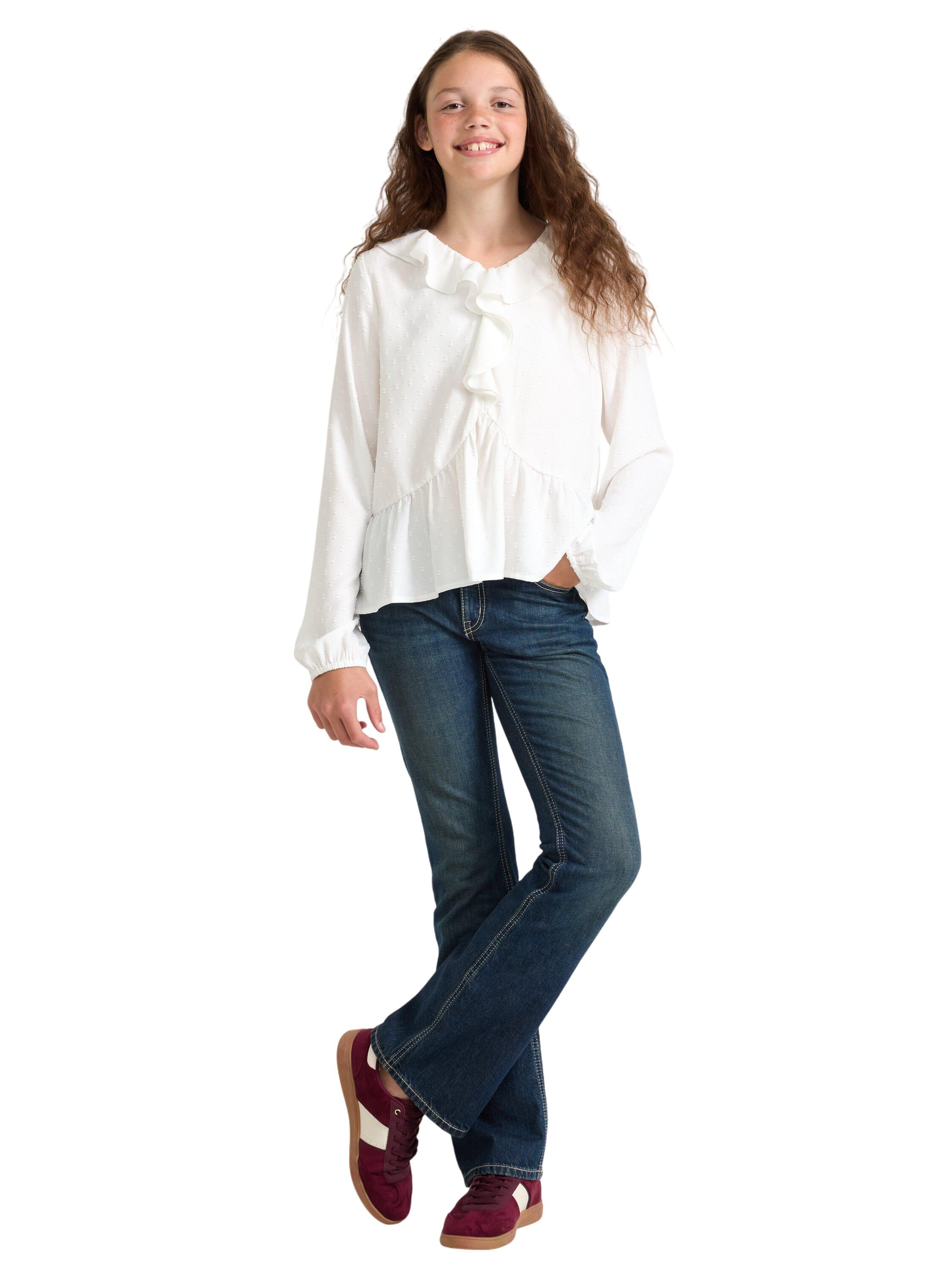 Blouse with flounce at front