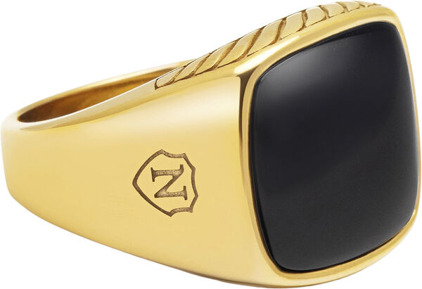 Gentlemen's Gold Signet Ring with Green Agate