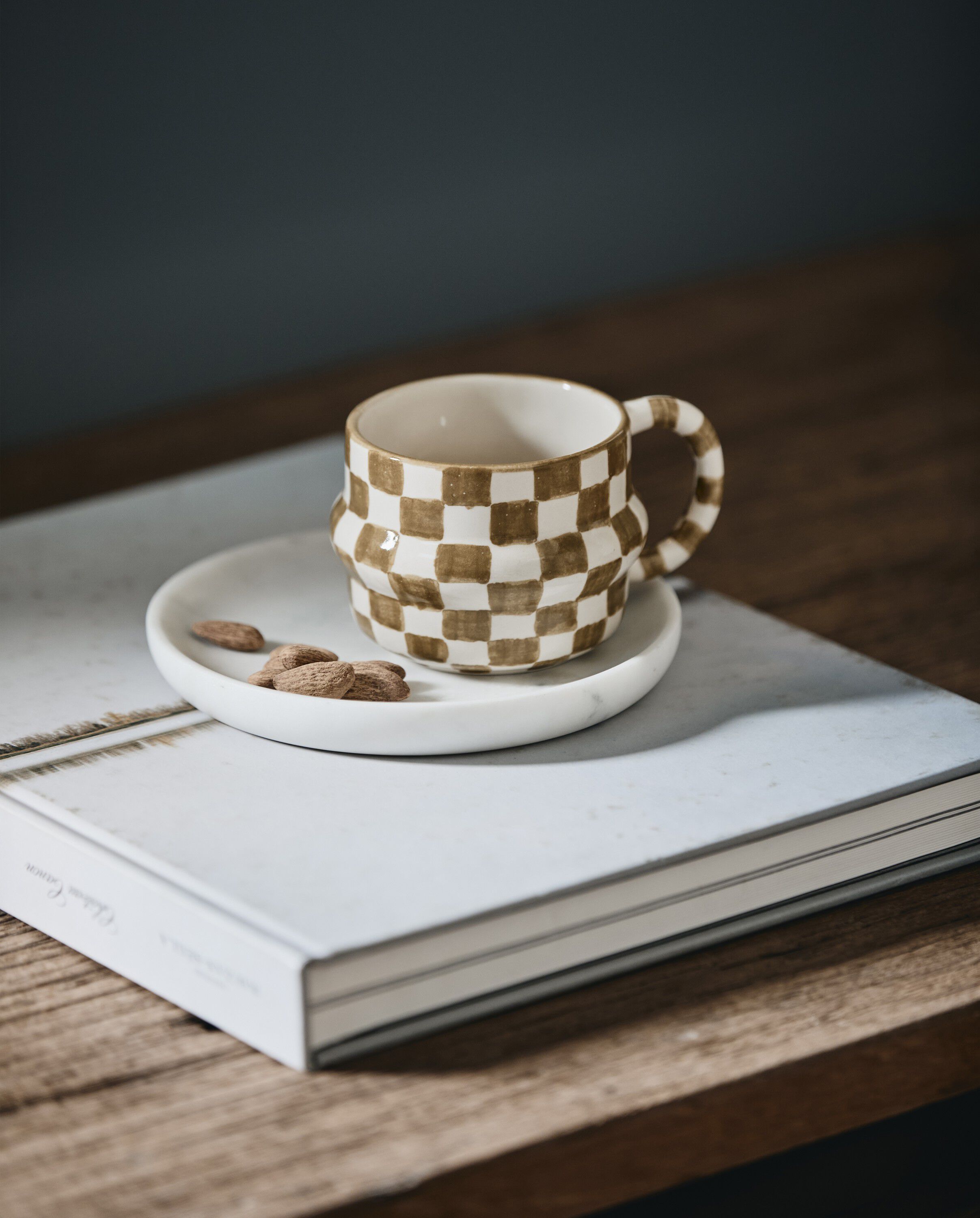 YSIA cup, check - green/ivory