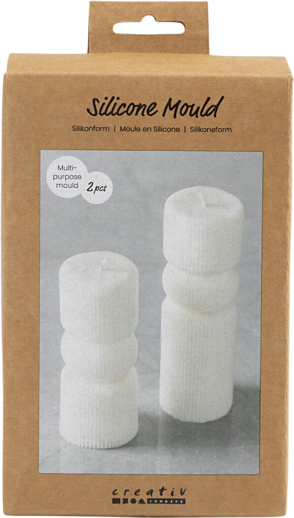 Silikoneform, Rillet cylinder med bue, H: 11+14 cm, diam. 4+