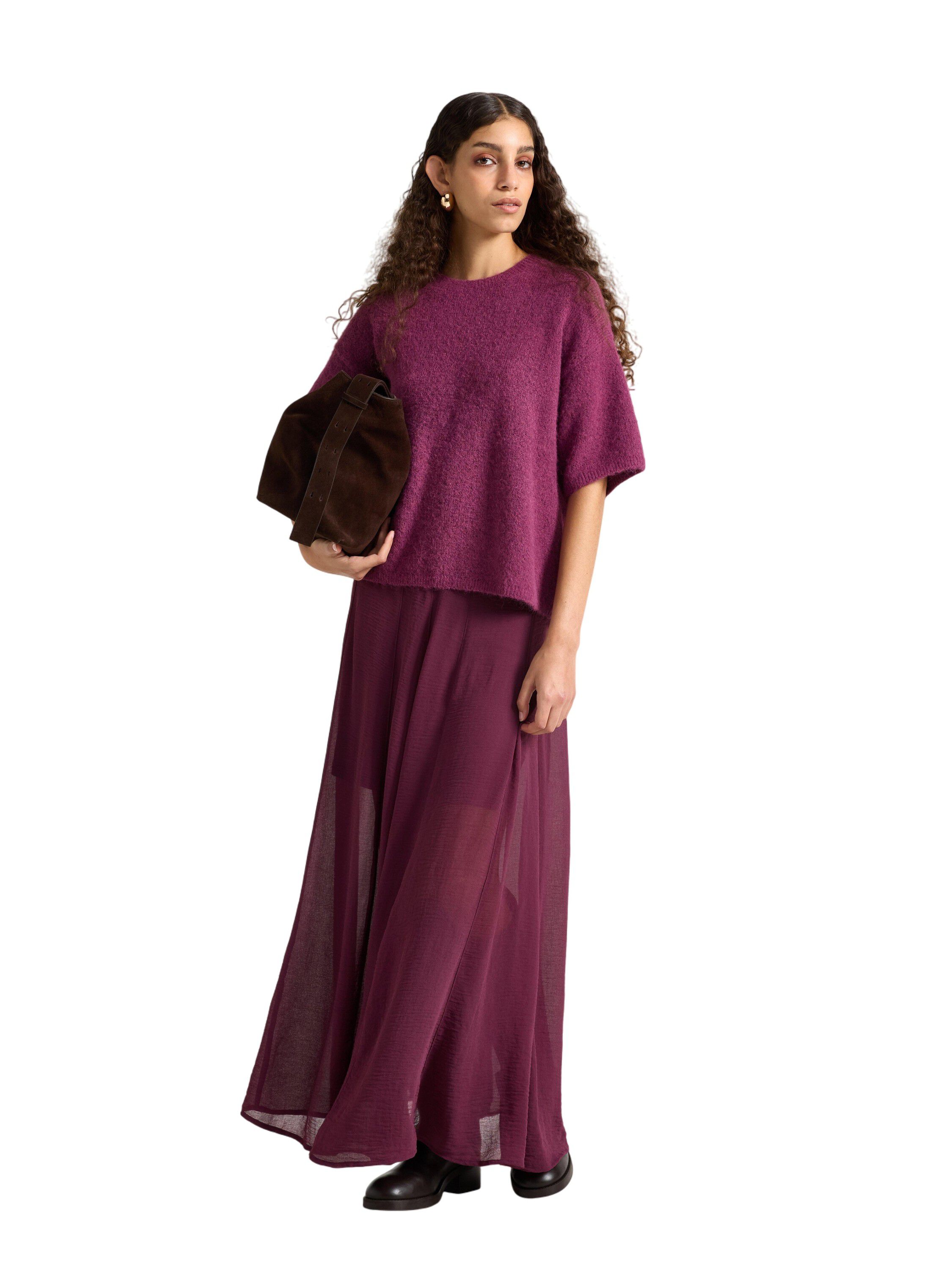 Strikket tr&oslash;je med korte &aelig;rmer og e