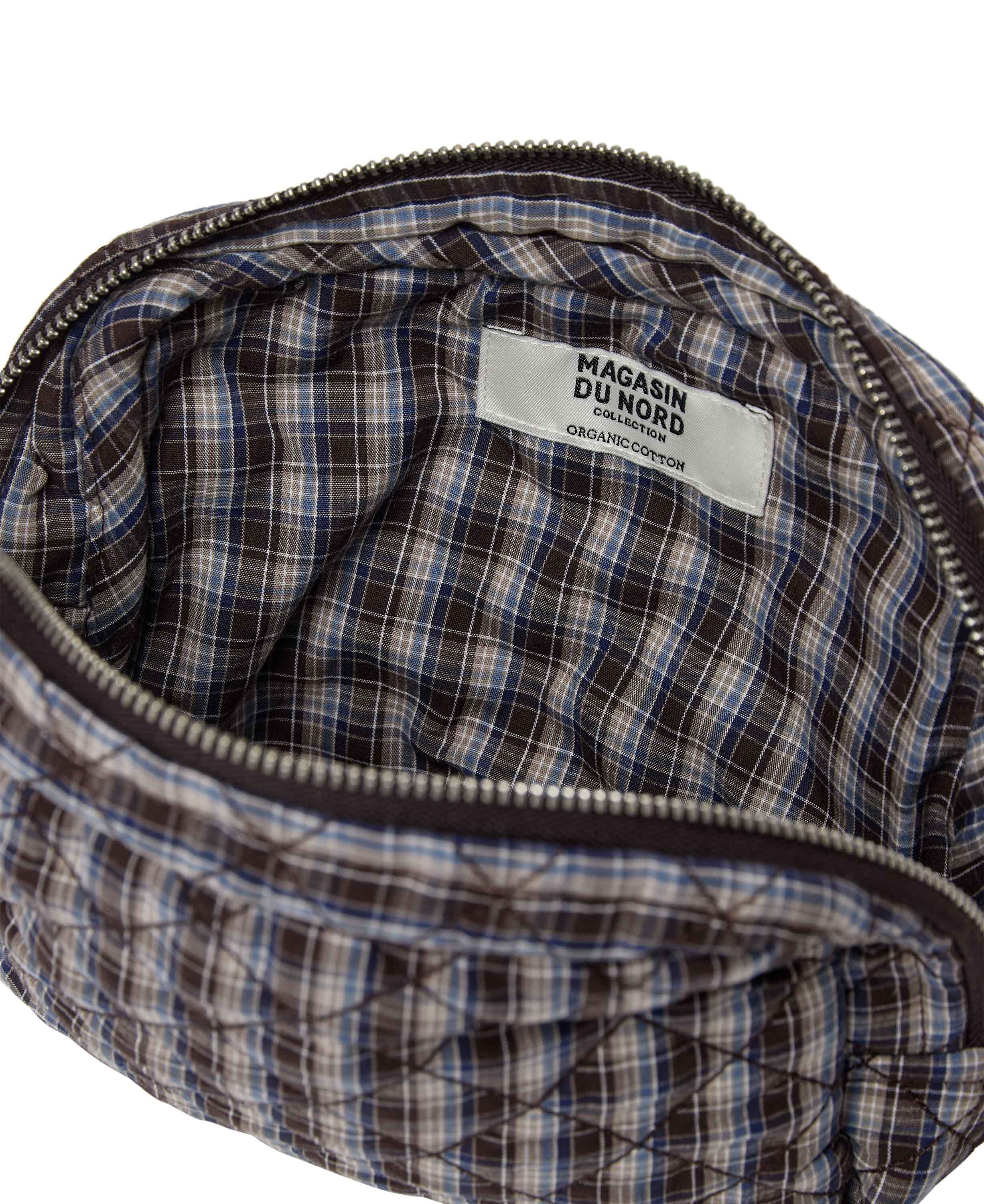 Make Up Bag, Quilted - Cotton Poplin YD Mini-Brown Check