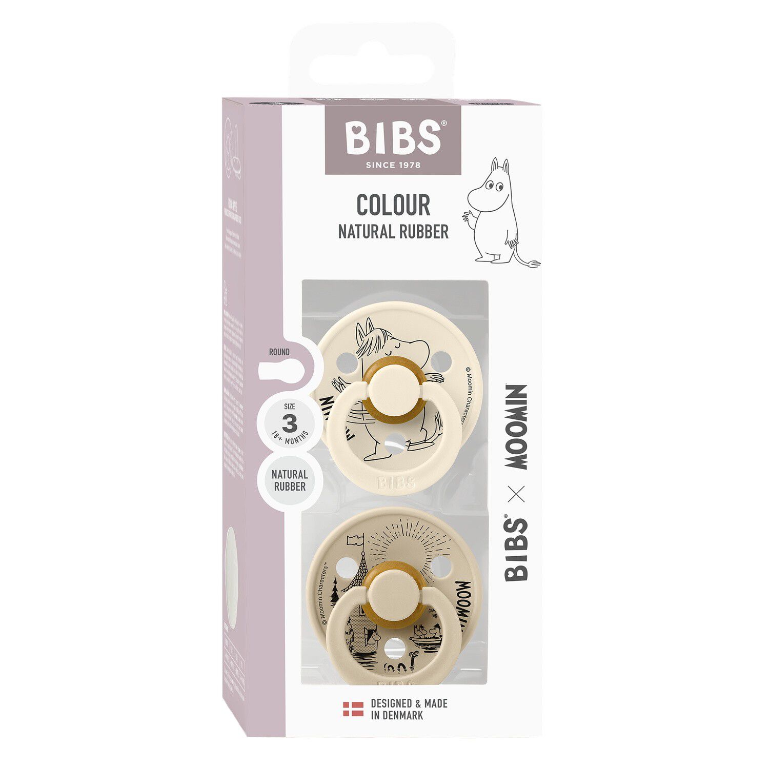 BIBS x Moomins Pacifier Colour Snorkmaiden 2 PACK Latex Size