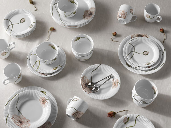 Hammershøi Poppy Dyb tallerken Ø21 cm hvid med dekoration