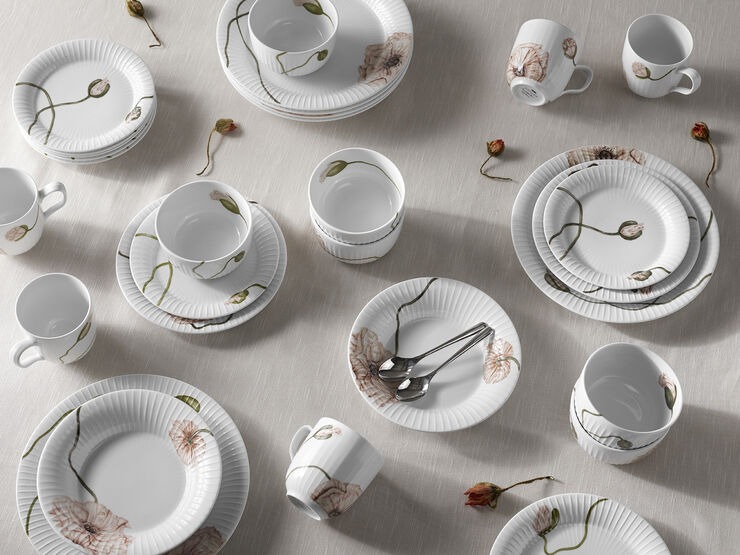 Hammershøi Poppy Dyb tallerken Ø21 cm hvid med dekoration