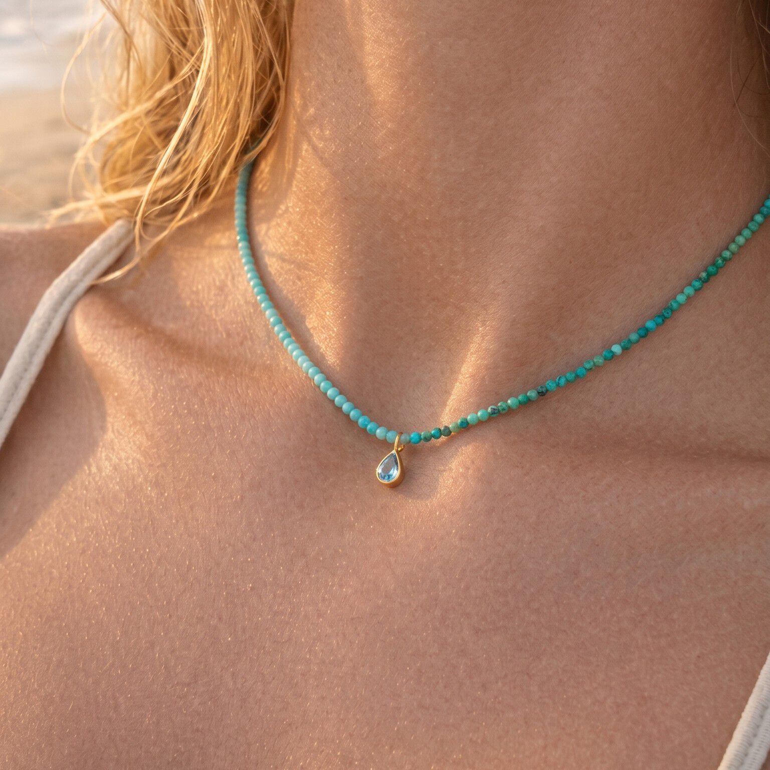 Waterdrop Crystal Necklace and Wrap Pearl Bracelet
