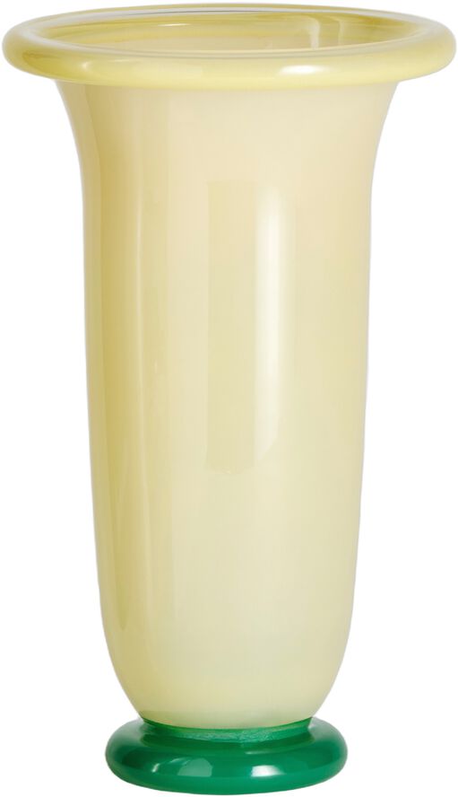 Empire Vase-Large-Sand with lemon rim, green base