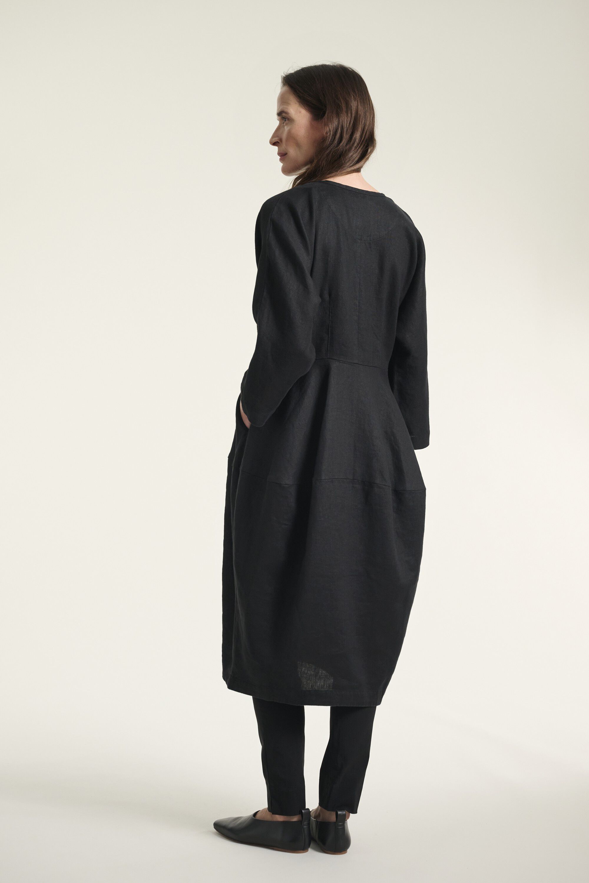 Lazy linen kjole med lynl&aring;s