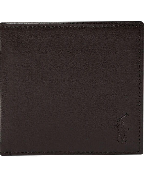 Pebbled Leather Billfold Coin Wallet