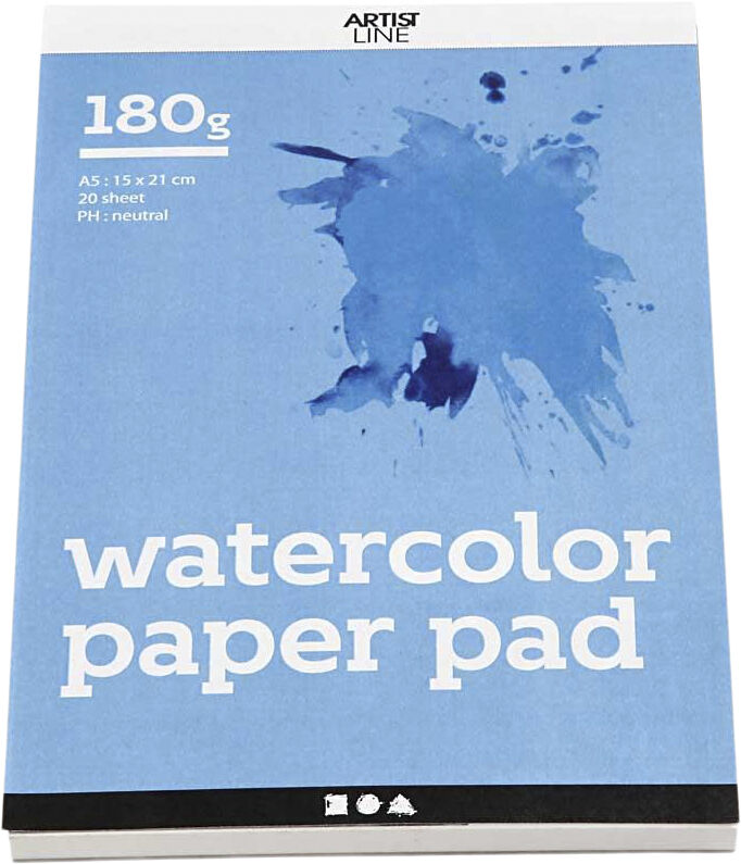 Akvarelblok, A5, 20 ark