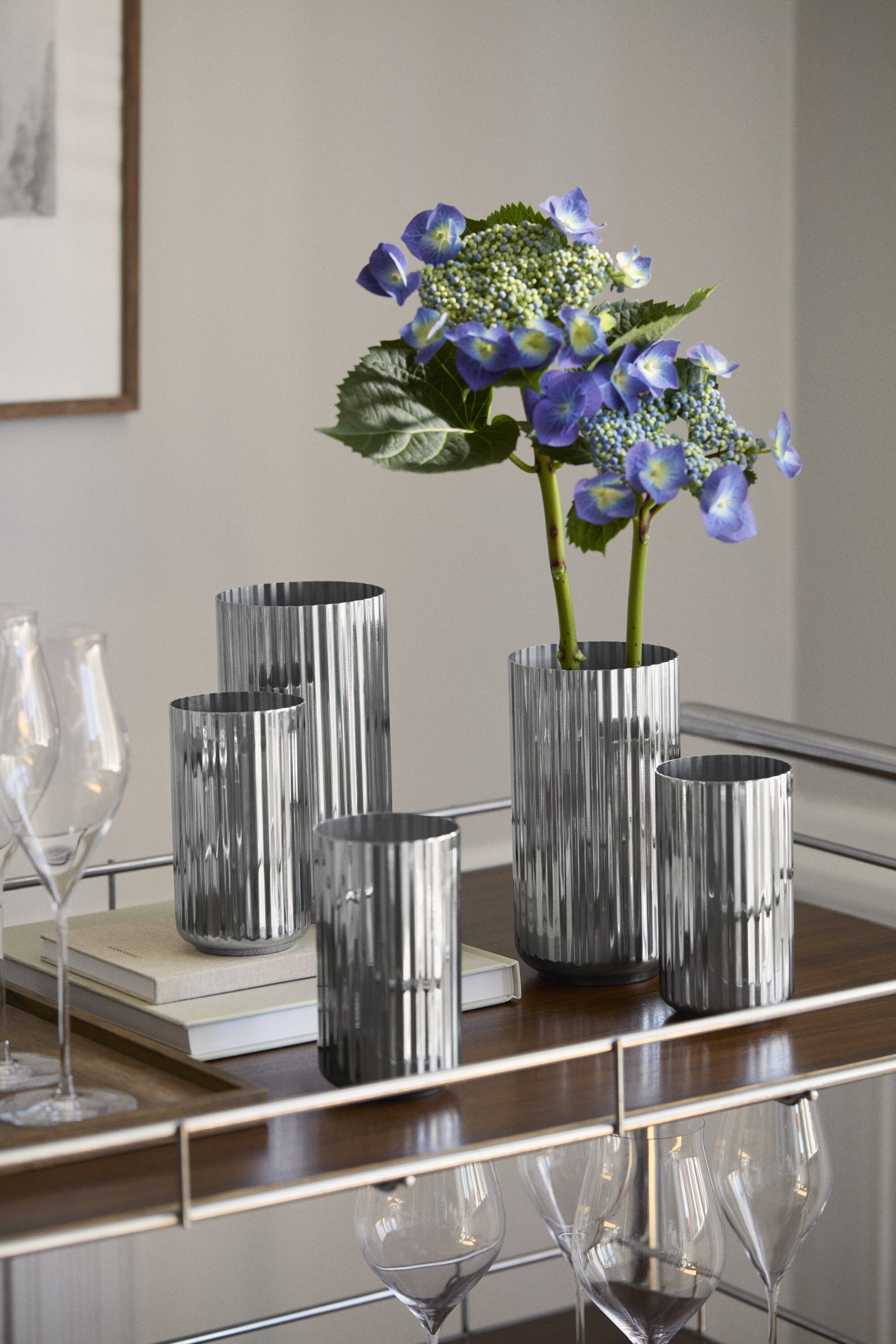 Lyngby Vase H15. 5 cm st&aring;l rustfrit st&aring;l