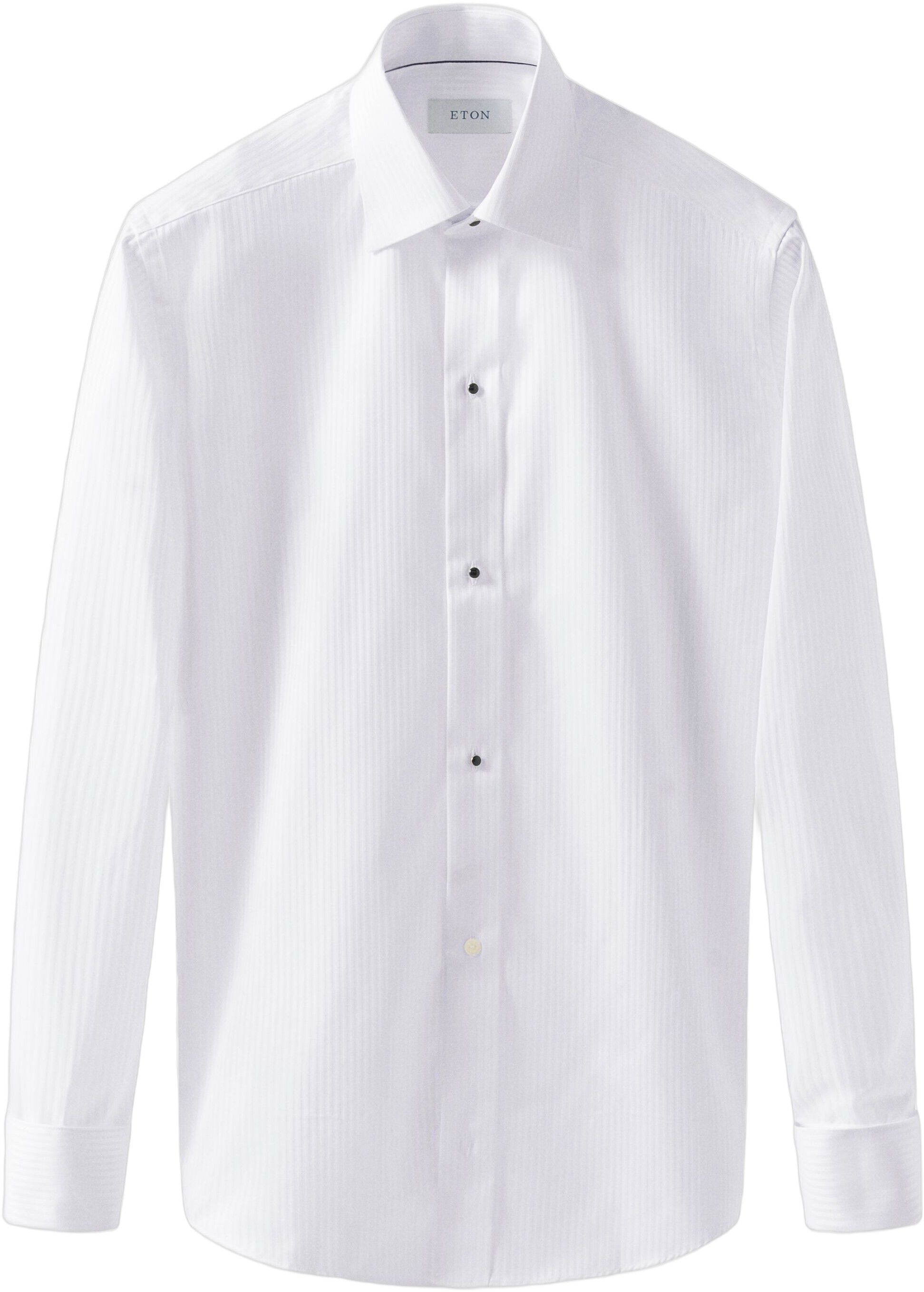 White Striped Satin Tuxedo Shirt - Slim Fit