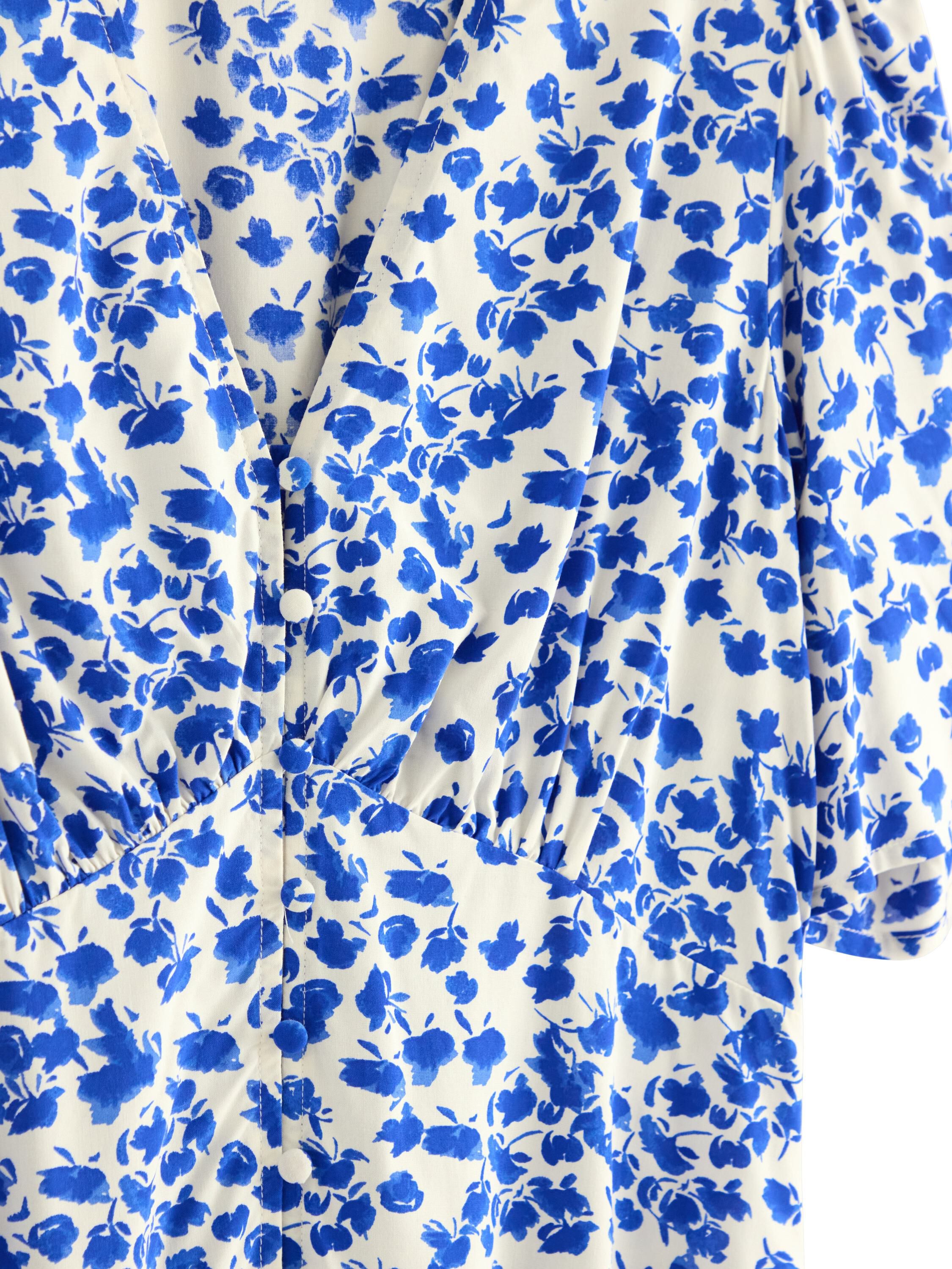 Midi dress with short, puff sleeves