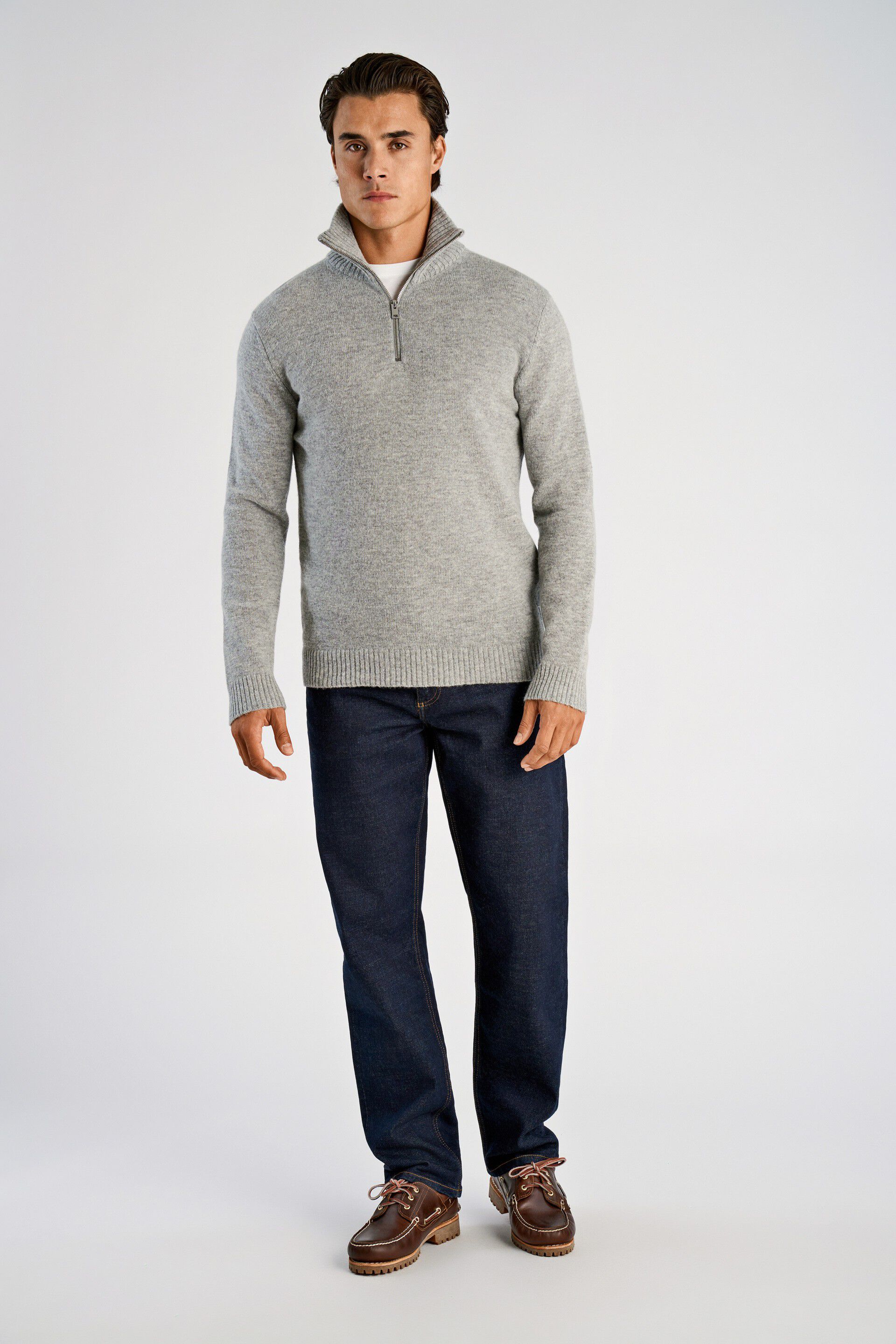 Lambswool half zip knit
